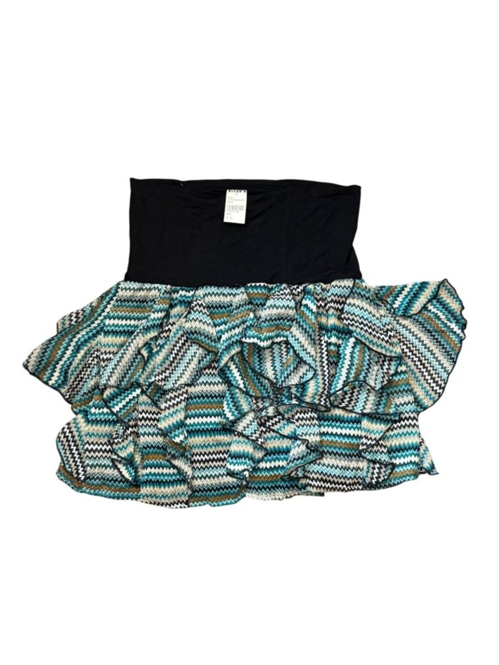 Tillys Womens Zigzag Printed Flutter Skirt In Multi-Color Size L 100% Polyester